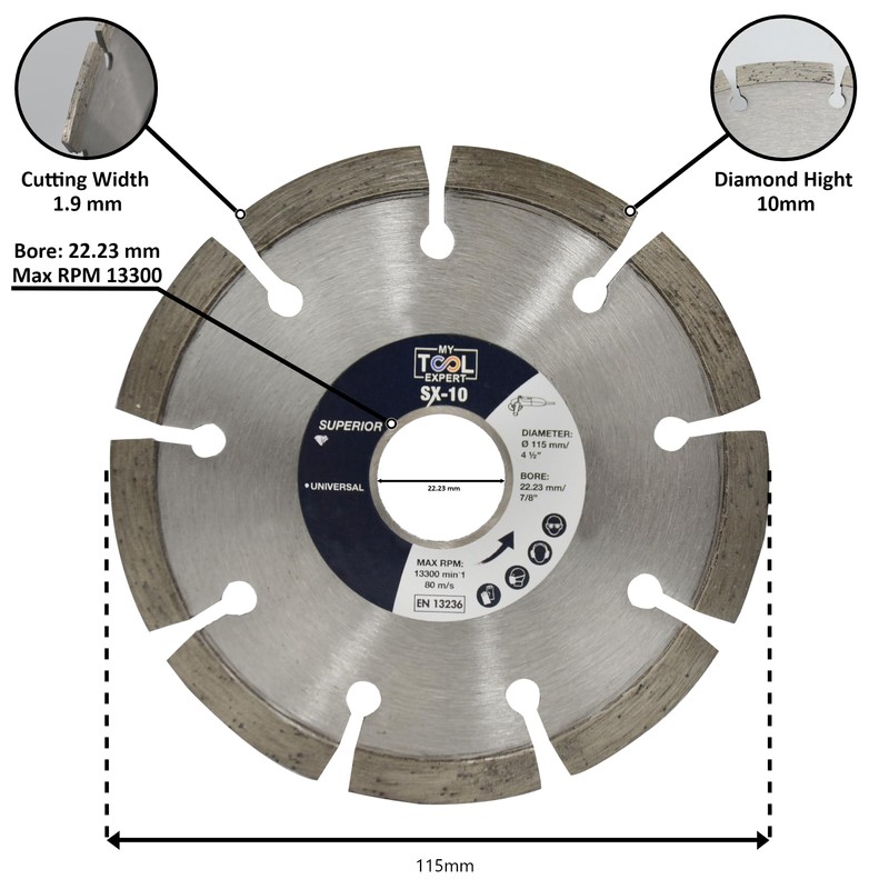 115mm Diamond Cutting Discs for Angle Grinder, SX-10 Superior Diamond