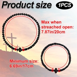 Pndeyo Orthodox Prayer Rope, Handmade Christian Greek Prayer Rope, Protection Blessing Cross Tassel Car Hanging Charms for Women Men Family Couple- Black