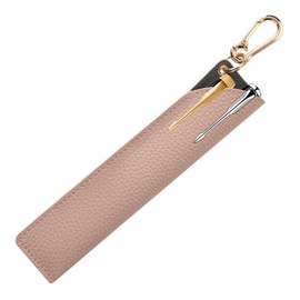 Pen Case, Cowhide Leather, Pen Holder, Pen Holder, Slim, Simple, Fountain Pen, Strap, Pen Holder, Easy to Store and Take Out, Pink, Modern