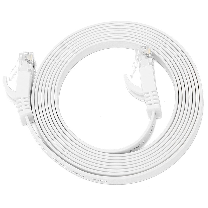 Cable Ethernet Plano Blanco CAT6 Gigabit 8 Núcleos Par Trenzado