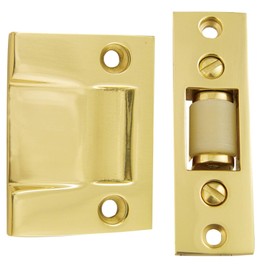 Emtek 8801 3-3/8 Inch Height Solid Brass Roller Catch With Strike and Screws, Lifetime Polished Brass