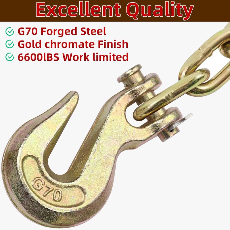 V-chen 10Pcs 3/8" Chain Hook Clevis Grab Hook, Forged Grade