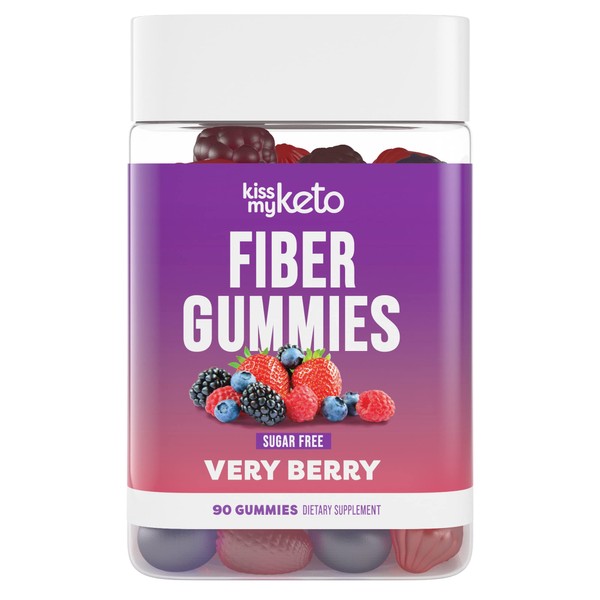 Kiss My Keto Fiber Gummies for Adults Sugar Free – Delicious Berry Flavored Fiber Supplement Gummies for Digestive Health – Prebiotic Fiber Gummies, Gummy Fiber for Adults – 90 Count (1 Pack)