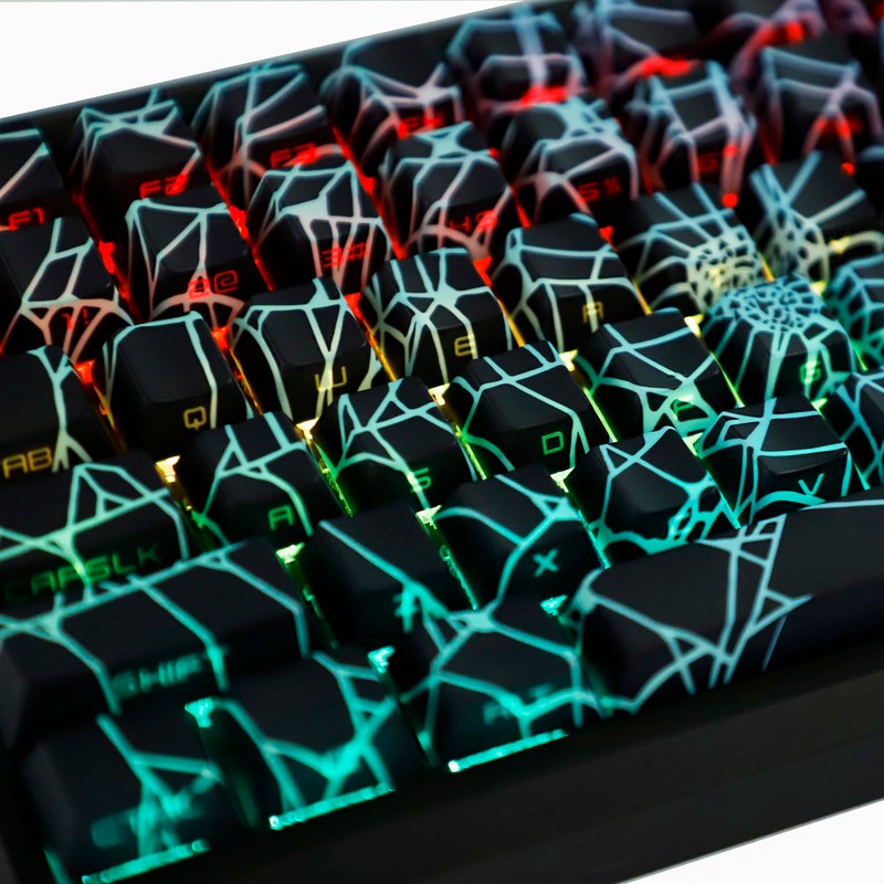 YMDK 131 Spider Web Shine Through Keycaps Cool Side-Lit PBT