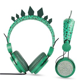 SHINEOFI Rhinestone Dinosaur Headset with Microphone Over Ear Headphones for Volume Control Durable Design Compatible with Tablets Smartphones and Computers