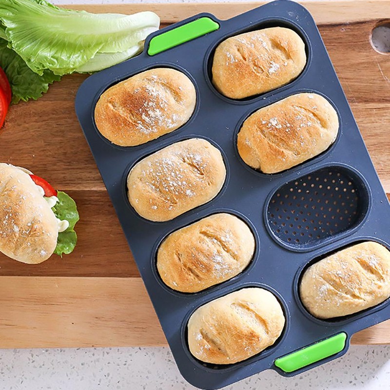 Silicone Bread Mold French Baguette Baking Tray with Oil Brush