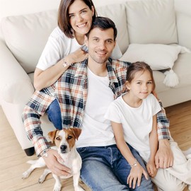 Uloveido Matching Puzzle Heart Family Bracelet Set of 3 - Mom Dad Daughter Trio Link Multi Strand Bracelets - Adjustable Stainless Steel Cross Chain & Birthstone Jewelry - Free Engraved Birthday Gift