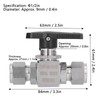 Ball Valve Straight Through 1/2in Thread Fluid Control Device Stainless