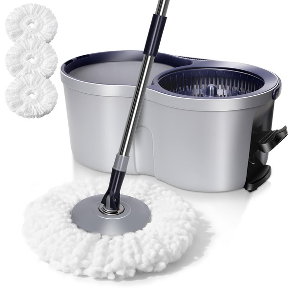 Spin Mop and Bucket Set,Masthome EasyWring Microfiber Spin Mop with