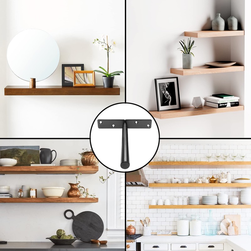 Premium Heavy Duty Floating Shelf Brackets - Solid Steel Wall