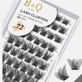 B&Qaugen B&Q Lash Clusters B12 Mixed (D-8-16) D Curl DIY Eyelash Extensions 72 pieces NIB