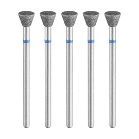 sourcing map 5pcs 120-140 Grits Diamond Grinding Bit 6mm Inverted Cone Head 2.35mm Shank 3mm Length Stone Sanding Drill Bits Rotary Tool for Ceramic Glass Nails Grinding Polishing