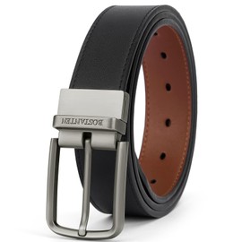 BOSTANTEN Belt Men Leather Reversible Belts for Men 1 3/8" for Casual Golf Dress Pants, Two-in-One Belt Gift