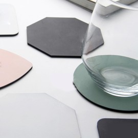 2 PCS Stainless Steel Coasters, 9.5cmx10.2cm Pink Octagonal Coasters, Heat Resistant Table Protector