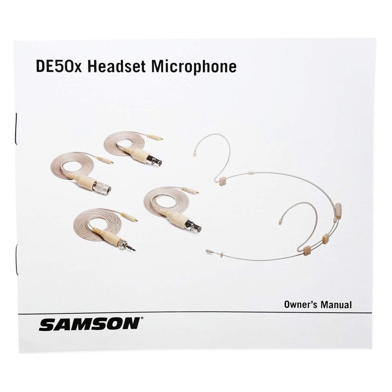 Samson DE50X Headset Microphone Mic w/4 Adapters, 2.5mm Capsule+Clip+Windscreens