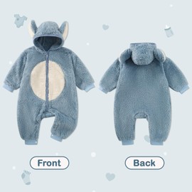 MK MATT KEELY Baby Boys Girls Romper 2-20 Months Baby Winter Clothing Newborn Warm Hoodie Pyjamas, Blue Bear