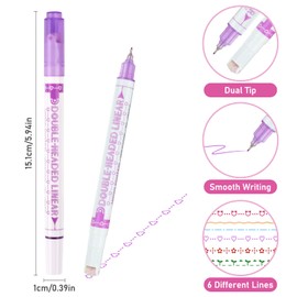 Curve Highlighter Set, Roller Dual Tip Curves Highlighter, Hand Account Fluorescent Pens with 6 Different Curve Shapes, Linear Colour Pens, for Scrapbook, Journaling, Notes, Planner, Office, School