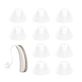 10 PCS Hearing Aid Domes Silicone Ear Tips,Universal Fit Replacement Ear Standard Receiver Tulip Domes Split Ear Rub Piece Comfortable Hearing Amplifier Kit,Perfect for Open Air (Open fit,Transparent）