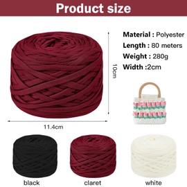 MeYuxg 285 g/80 m T-Shirt Yarn, T-Shirt Yarn for Crochet for Beginners, T-Shirt Yarn with 5.0 mm Crochet Hook, Textile Yarn for Crochet Bags, Carpets, Dolls, Cushions and Wall Hangings (Rosso)
