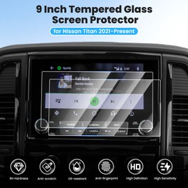 Canvcle 2PCS Screen Protector for 2021-2024 Nissan Titan PRO 4X, 9 Inch Touch Screen Protector Tempered Glass Navigation Display Screen Cover Infotainment Protective Film