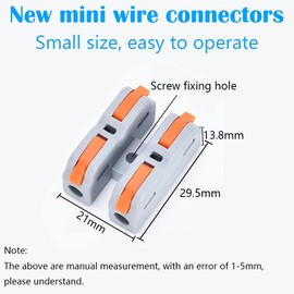 Electrical Connectors, CESFONJER Lever Nut Wire Connectors, SCH-2 New Mini Wire Connectors, Cable Clamp Terminal Block, Quick Spring Connector With Mounting Screws (14 Pcs)