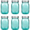 16 oz Teal Mason Jars with Lids，Regular Mouth Canning Jar,