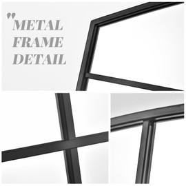 Arched Window Pane Mirror,42x28 Black Arch Wide Grid Farmhouse Mantel Wall Mirror for Living Room Fireplace Hallway Entryway Barhroom