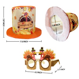 POPCIEL 12 Pieces Thanksgiving Top Hats Turkey Hats Paper Eyeglasses Set for Thanksgiving Party Costume Accessories