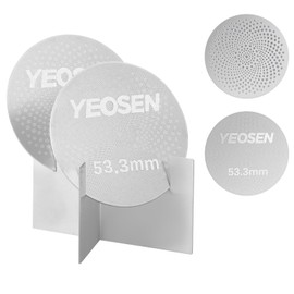 53.3mm Espresso Puck Screen with Stand Reusable Espresso Filte 0.8mm Thickness Metal Coffee Filter Mesh Plate for Espresso Portafilter Filter Basket (2Pack)
