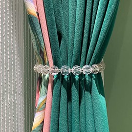 NEWUEBEL 2 Pack Strong Magnetic Curtain Tiebacks Modern Simple Style Drape Tie Backs Convenient Decorative Weave Rope Curtain Holdbacks for Thin or Thick Home & Office Window Draperies (Clear)