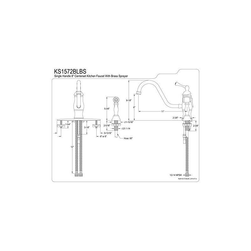 Kingston Brass KS1572BLBS Heritage Single-Handle 8" Centerset Kitchen Faucet with