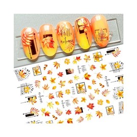 Generic Leaf Maple Bird Autumn Ginkgo Guava Fruit Palm Ash Oak Yew Nail Decal Sticker F782 Nail Wraps Art Stickers Manicure Supplies for Women for Home Nails Full Long Lasting Easy Apply and Remove
