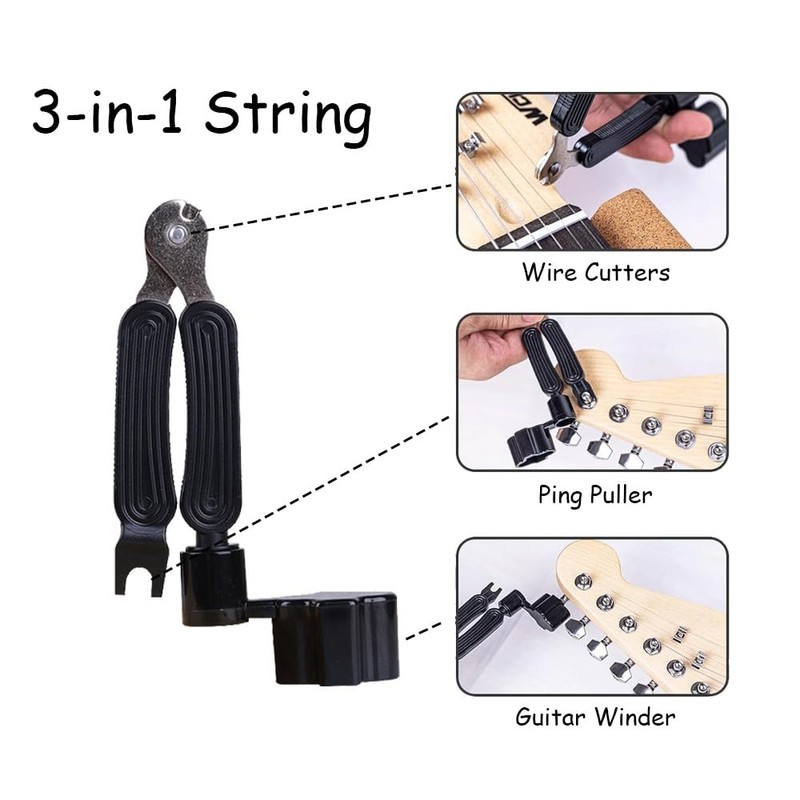 Guitar Neck Stand+Guitar Winder, Guitar Neck Stand, 3-in-1 Guitar String