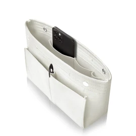 VILAU Women’s Bag-in-Bag, Reinforced Bottom, Recommended by Professional Organizers, Tote Bag, Inner Bag, Felt, Lightweight, White