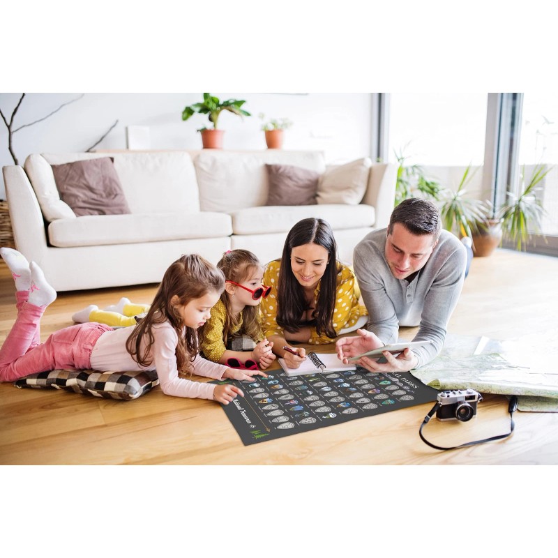 Bright Standards Scratch Off National Parks Map Poster 12x16 Inch