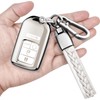 Autophone for Honda Key Fob Cover with Keychain Soft TPU 360 Degree Protection Key Shell Case for Accord Civic CRV Pilot Ridgeline Odyssey Smart Key (5 Buttons, White)