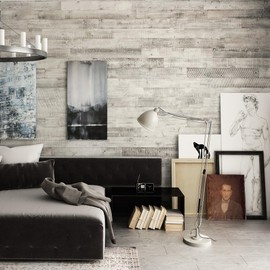 SIBERIAN HERITAGE Shiplap Boards for Wall - Reclaimed Wood Planks for Rustic Decor - Set of 12 Barnwood Planks (32 x 4 x 0.3 Inch) - 10.7 Sq Ft in 1 Box - DIY (Nailed or Glued)|… (Whitr)…