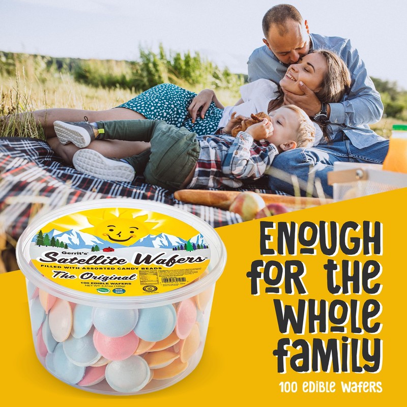Gerrit's Original Satellite Wafers, Filled with Assorted Candy Beads, 100