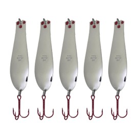 Thin Doctor Spoons Trolling Series 5 Pack - Saltwater & Freshwater Fishing - Also for Jigging - Great for Salmon, Trout, Bass, Pike, Striper Rainbow & More - Premium Eagle Claw Hooks - Yellow Bird