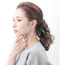 VINGTAINE H7134-GY Basic Color Volume Ruffle Banana Clip Office Hair Clip Hair Accessories