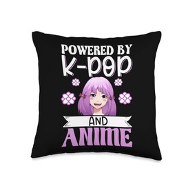 Powered by K-Pop and Anime Korean Pop Music Kawaii Otaku Throw Pillow