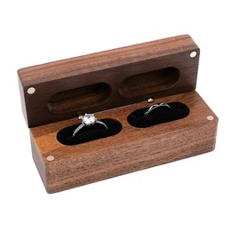 youjia Wooden Ring Box for Wedding Ceremony Jewellery Display Gift Box Double Ring Boxes Velvet Interior Holder Rectangular Ring Carrier Box Rustic Keepsake Box for Proposal Wedding Accessories