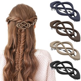 MOTIBACK Pack of 4 Stylish Women's Hair Clips, Cross Design, Large Hair Clip, Durable and Trendy, for Various Hairstyles, with Metal Spring, in Elegant Colours