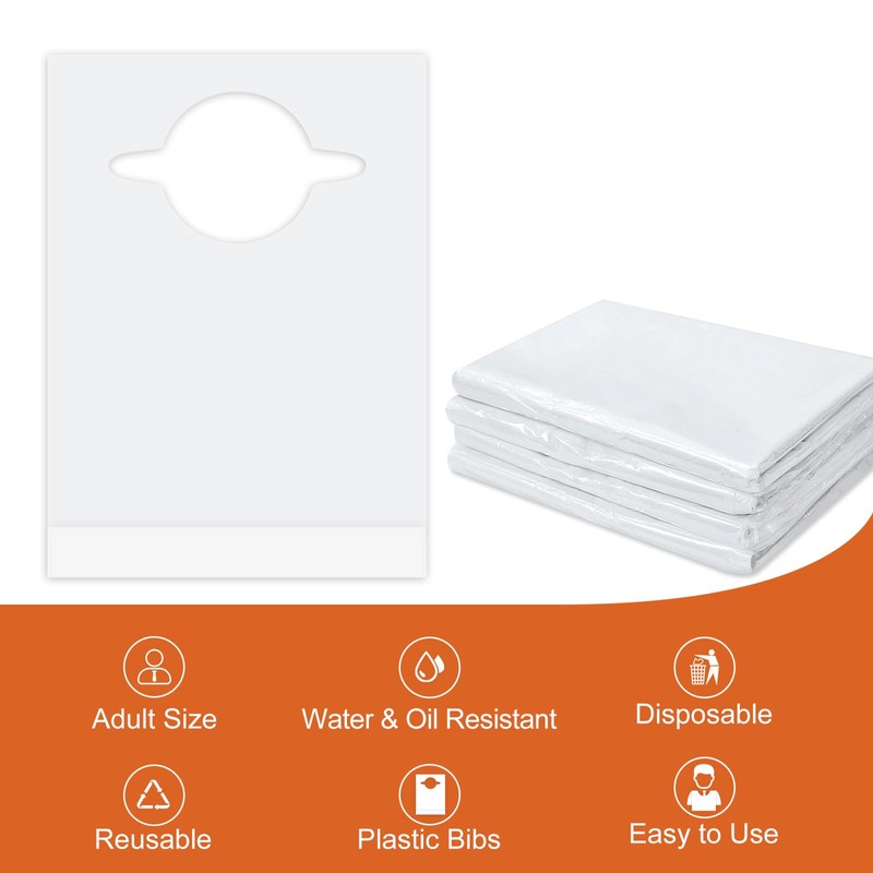 Nonley Disposable Adult Bibs 50 Pack - Disposable Dining Bibs