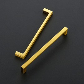 Ravinte 10 Pack Solid 6-1/4 Inch Square Cabinet Handles - Brushed Brass Pulls for Drawers and Kitchen Cabinets - Hardware Handles