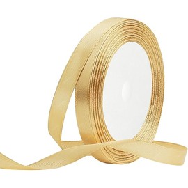 Gold Satin Ribbon, 3/8 Inches x 25 Yards Fabric Ribbons for Gift Wrapping, Flower Bouquet, Crafts and Wedding Party Decoration