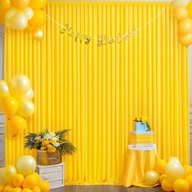 10x10 Yellow Backdrop Curtain for Parties Wrinkle Free Lemon Yellow Photo Curtains Backdrop Drapes Fabric Decoration for Birthday Party Wedding Baby Shower 5ft x 10ft,2 Panels