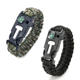 Survival Armband Kit, Survival Kit Armbänder, Kompass, Paracord Schlüsselanhänger, Rettungsschwimmerpfeife, Multifunktionales Überlebensarmband, Outdoor-Aktivitäten