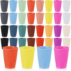 32 Counts Wheat Straw Cups 12oz Reusable Plastic Cups Colorful Drinking Cup Microwave and Dishwasher Safe Water Glasses Gargle Cup for Hot and Cold Drinks Home Party, 16 Colors,Household Supplies, 2024 Home Decoration,Family Gifts Drinkware