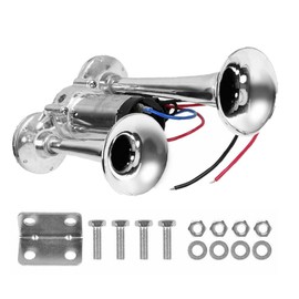 150DB Air Train Horn kit for Car, 12V Super Loud Car Air Horn Kit with Compressor, Truck Horn Chrome Zinc Dual Trumpet with Compressor for Any 12V Vehicles